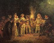 WATTEAU, Antoine The Italian Comedy oil